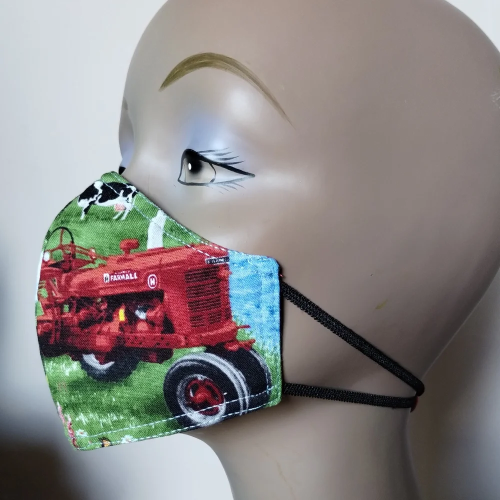 Farm Tractor Unisex 3ply Cotton Mask for Children